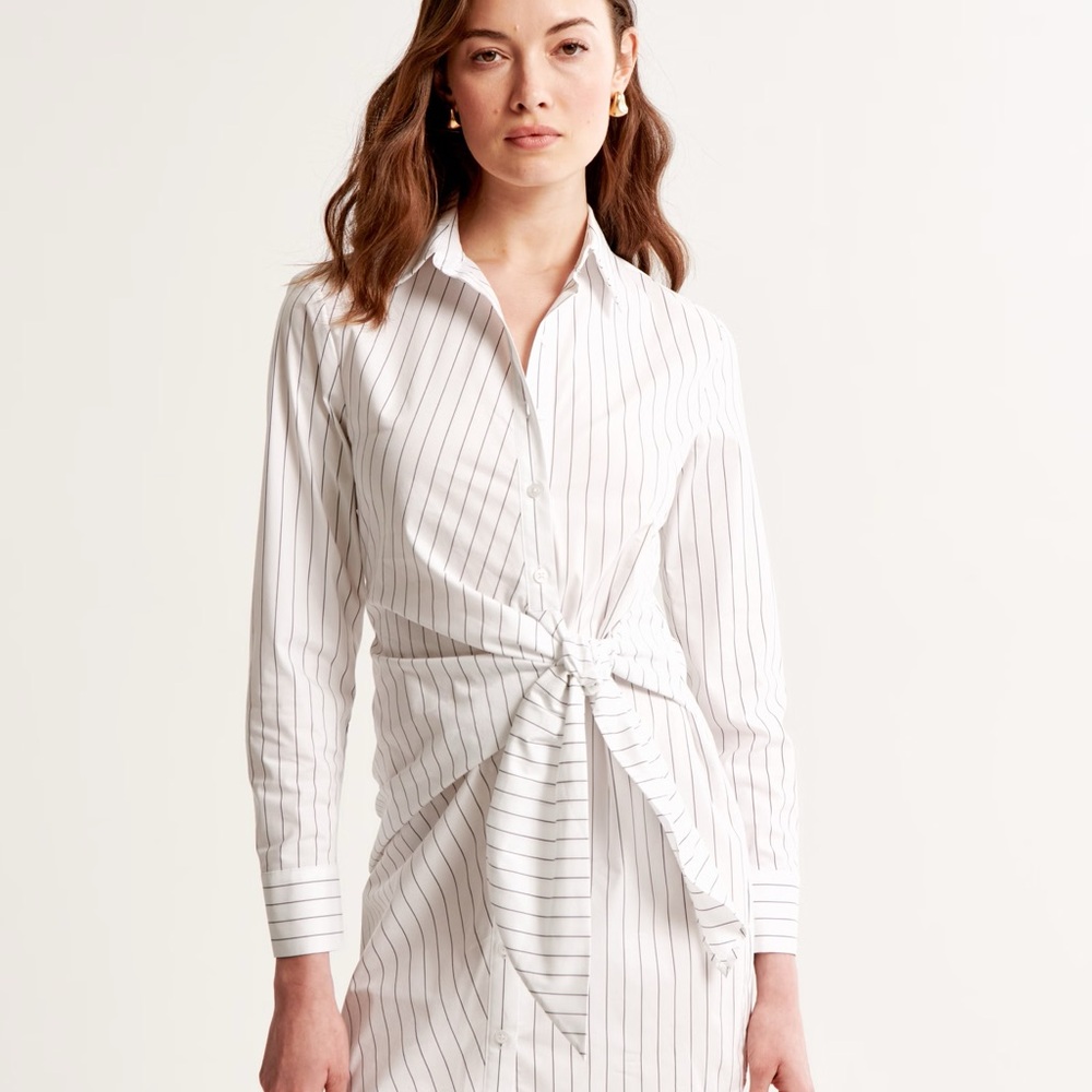Abercrombie & Fitch White Striped Midi Dress!